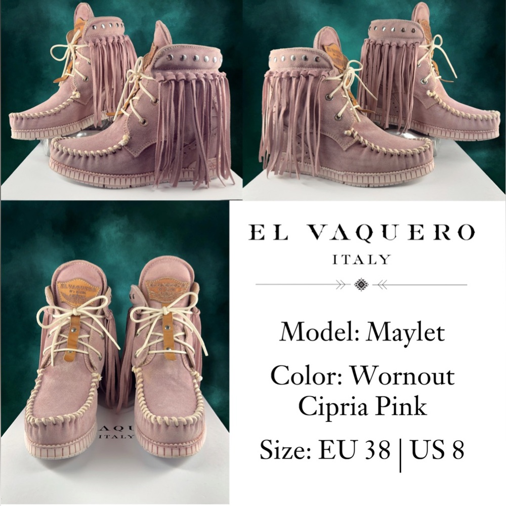 El Vaquero | Maylet | Wornout Cipria- Sz 38 Women’s Lace Up Suede Moccasin Boots